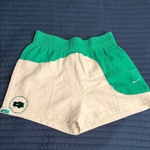 Nike White and Green Retro Cotton Running Shorts